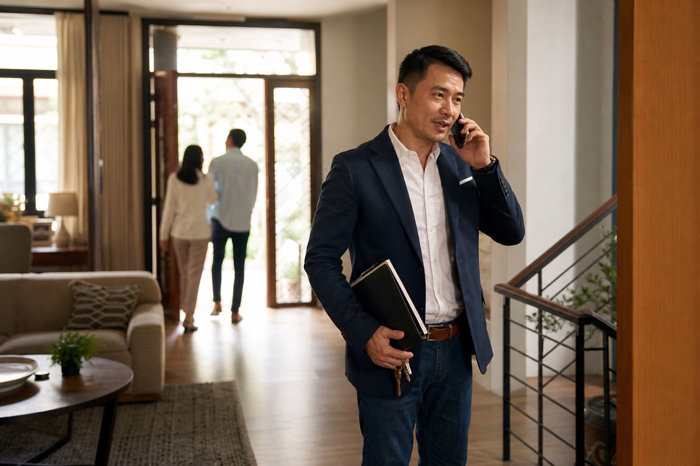 A real estate agent calling JC after a client showing while the details are fresh.